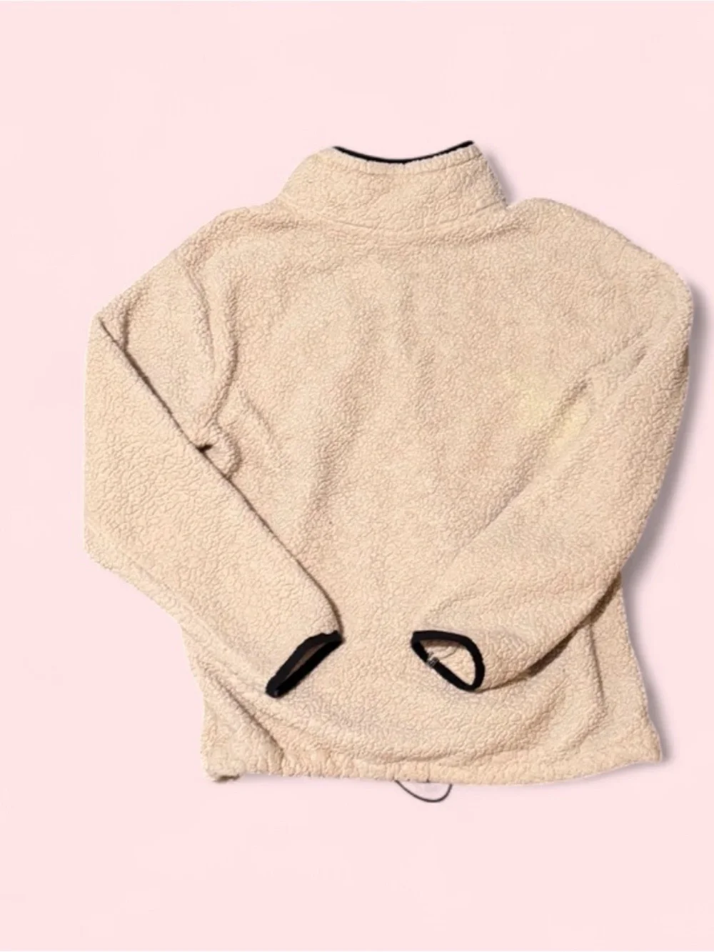 PINK Victoria's Secret Cream Sherpa Half-Zip Pullover